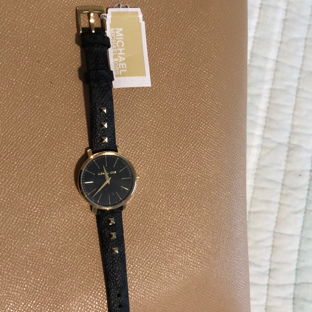 Michael Kors Gold and Leather Studded Watch